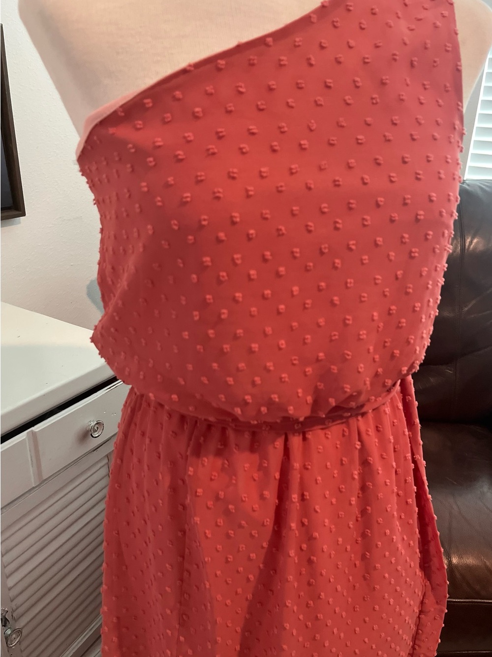 Peach Love California One-Shoulder Coral Maxi Dress - Picture 2 of 6